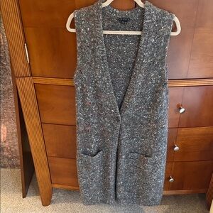 Theory Gray Knit Sleeveless Cardigan size large